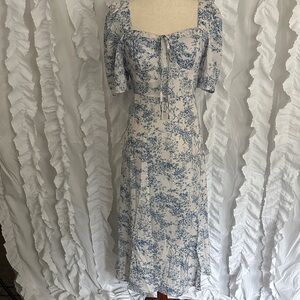 Rihoas Floral Blue and White Dress
